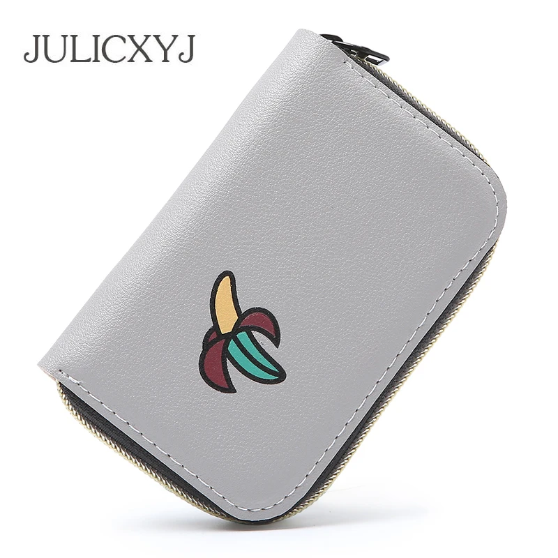 

JULICXYJ Брендовые женские сумки для карт, держатель, банан, вишня, выдвижной чехол для удостоверения личности, кошелек, мини-кошелек, женский ко...