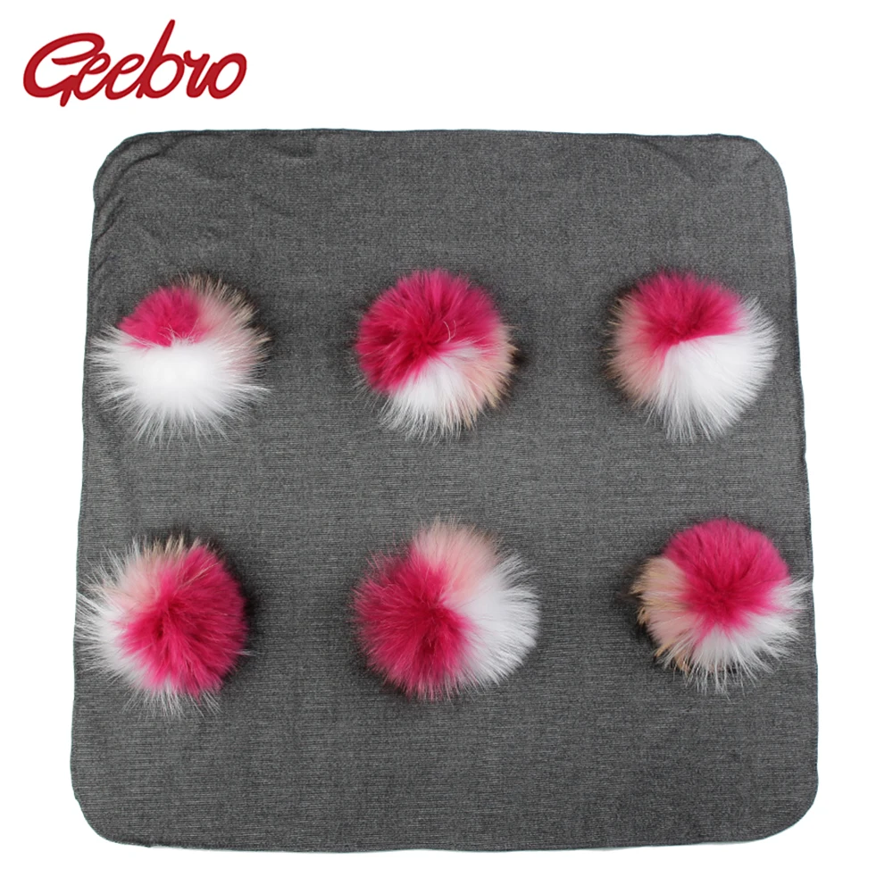 

Newborn Baby Warm Cotton Swaddling Blanket Travel Sleeping Bedding Swaddles Wrap With 15cm Triple Color Real Fur Pompom