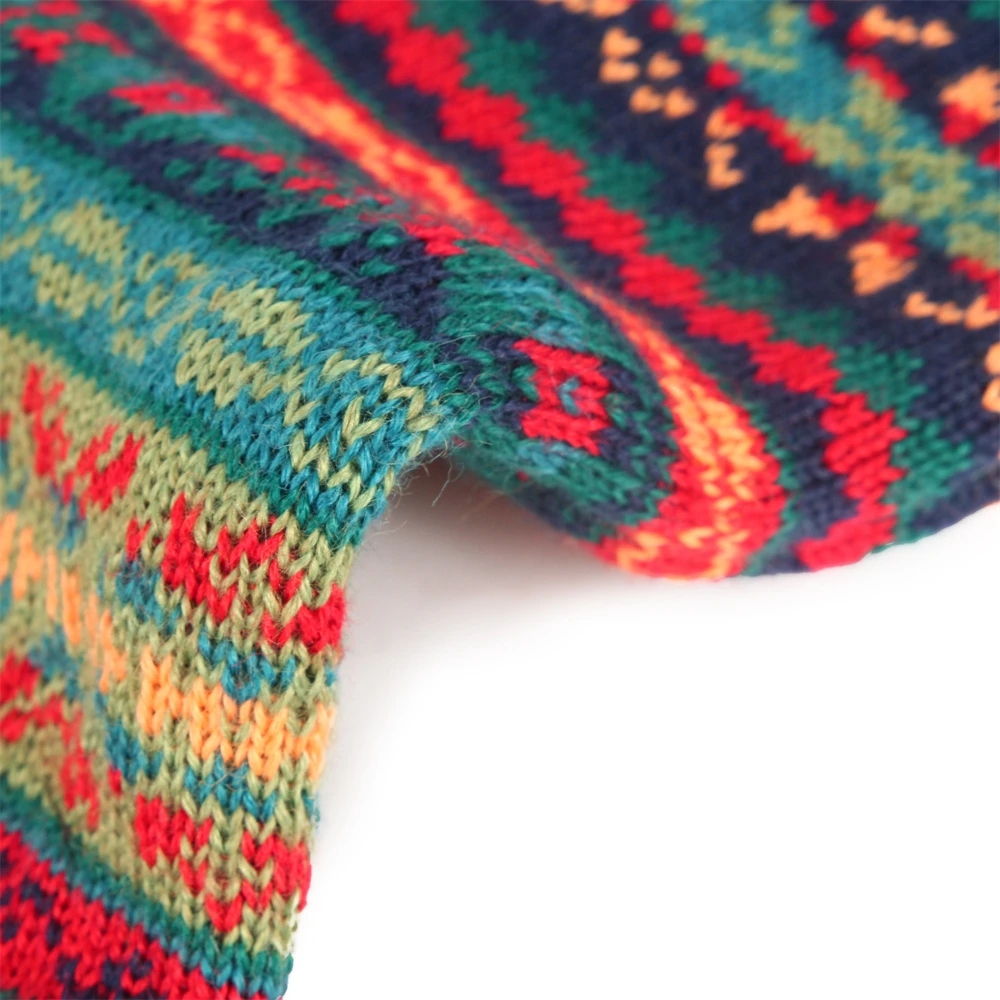 Женские осенне-зимние шерстяные вязаные носки выше колена с богемным рисунком