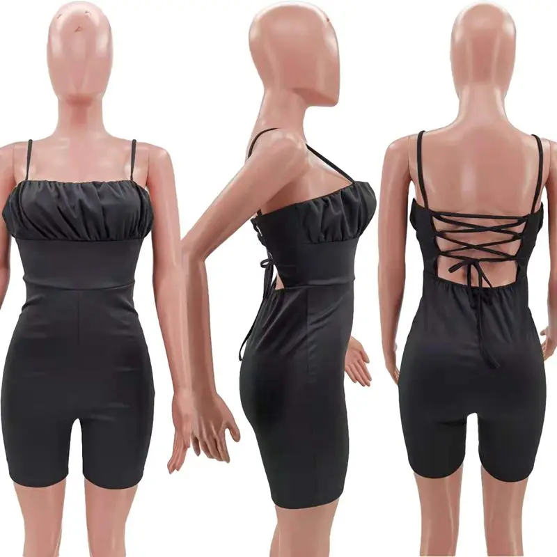 

ZOOEFFBB Flods Corset Backless Bandage Bodycon Playsuit Summer Clothes One Piece Club Outfit Workout Rompers Jumpsuit Shorts