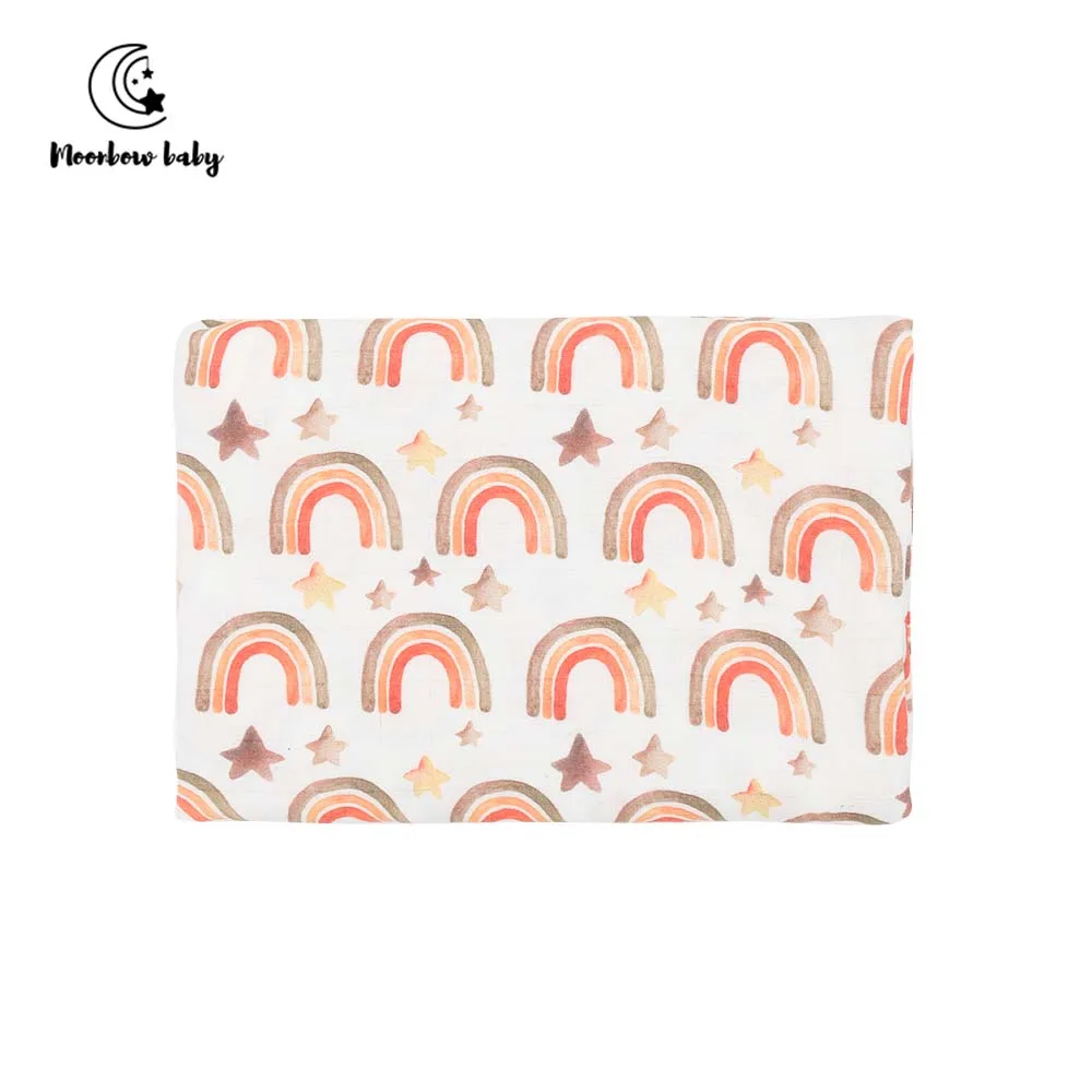 

MoonbowBaby Muslin Swaddle High Quality Organic Bamboo Cotton Baby Blanket Four Seasons Soft Fabric Newborns Quilt