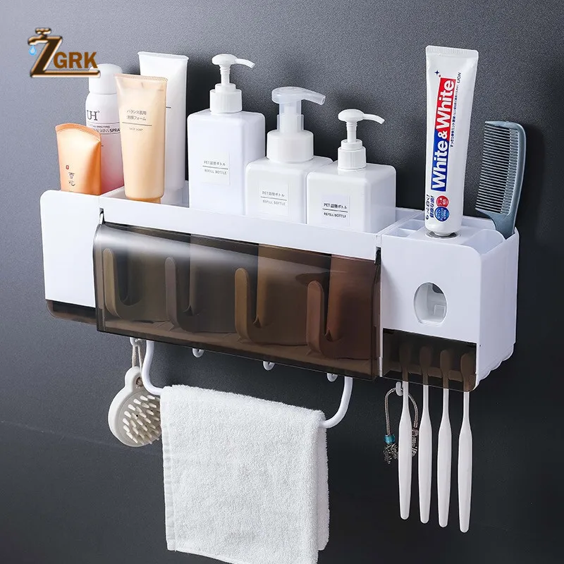 zgrk toothbrush holder toothpaste squeezer dispenser bathroom accessories sets 5 pcs bathroom storage box case household items free global shipping