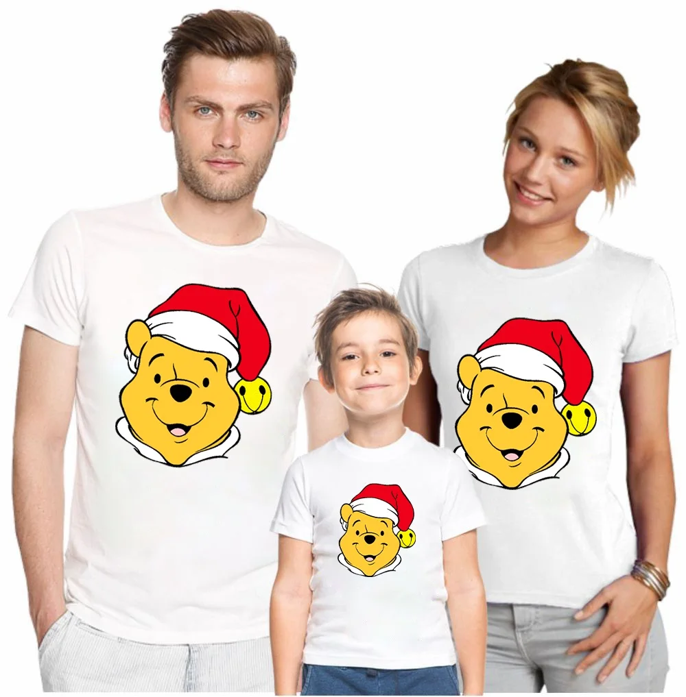 

Men Women Kids T Shirt Winnie the Pooh Print Casual O-neck Tops Christmas Gift T-shirt 2021 Disney Brand Family Matching Clothes