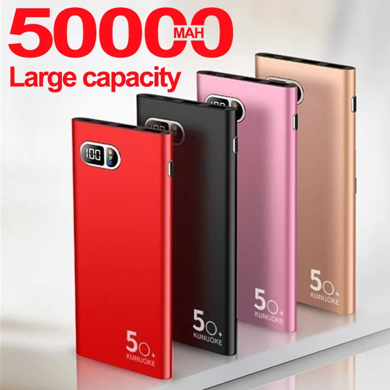 50000 мАч портативное зарядное устройство для телефона Xiaomi Samsung IPhone 2 USB большой