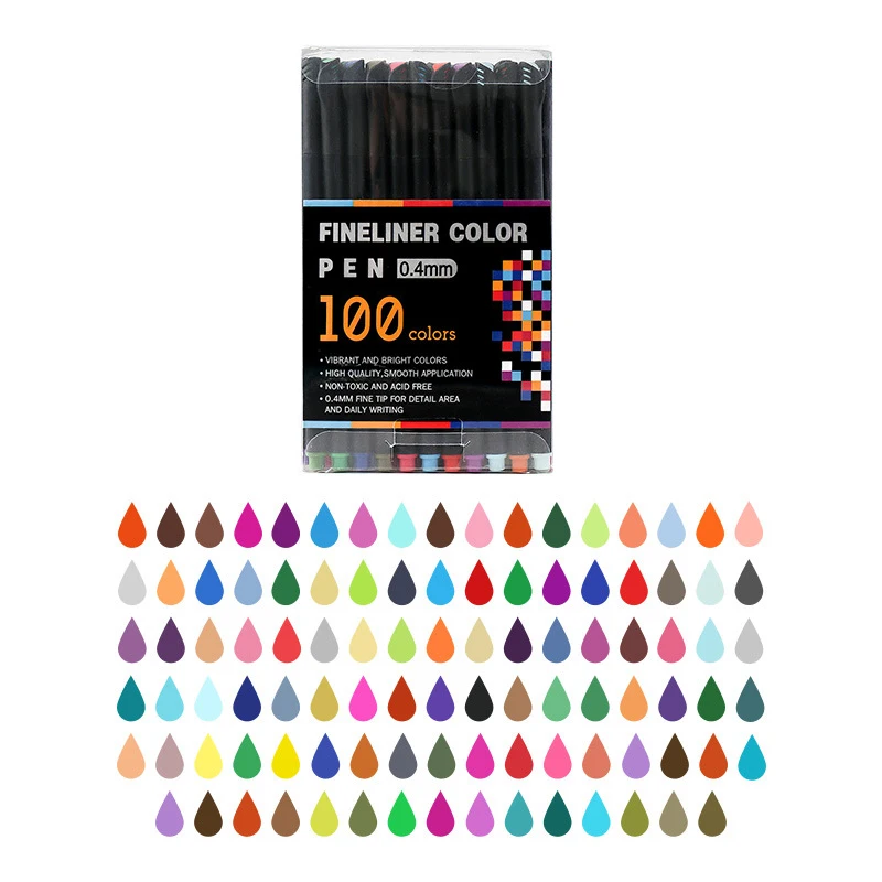 

Professional 100 Colors Colorful Fineliner Pens 0.4mm Fine Liner Felt Tips Marker Pen For School Sketch Drawi Write Art Supplies