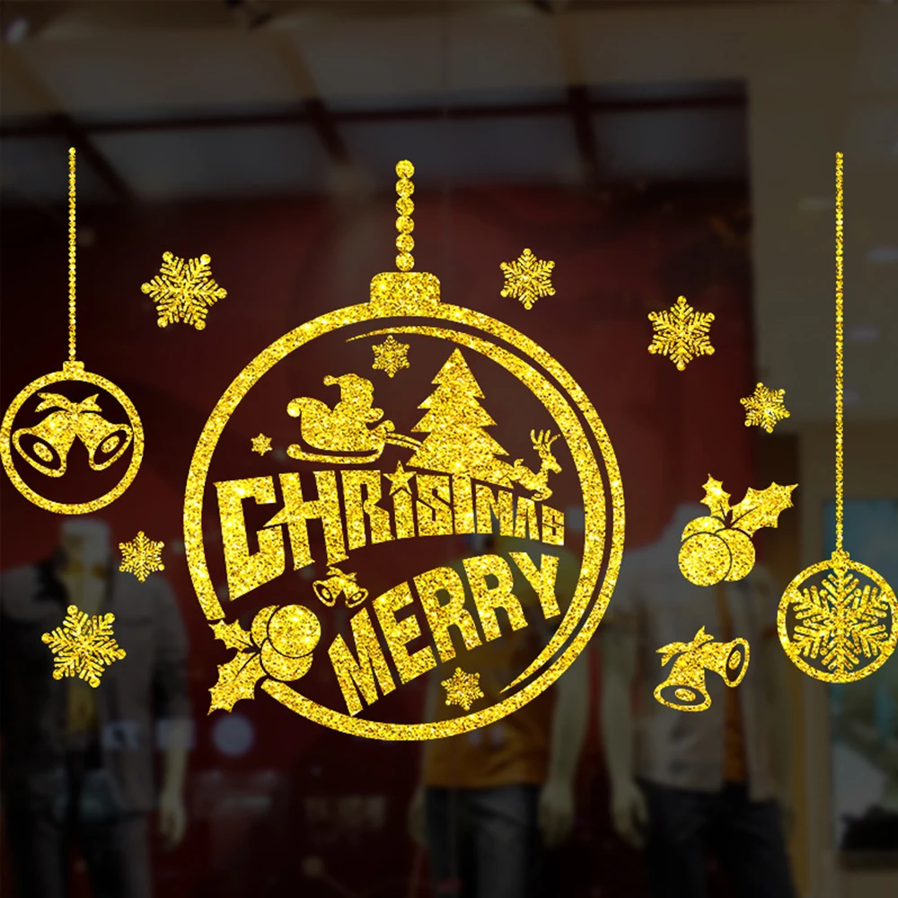 Рождественские статические наклейки на окна Рождественское украшение обои