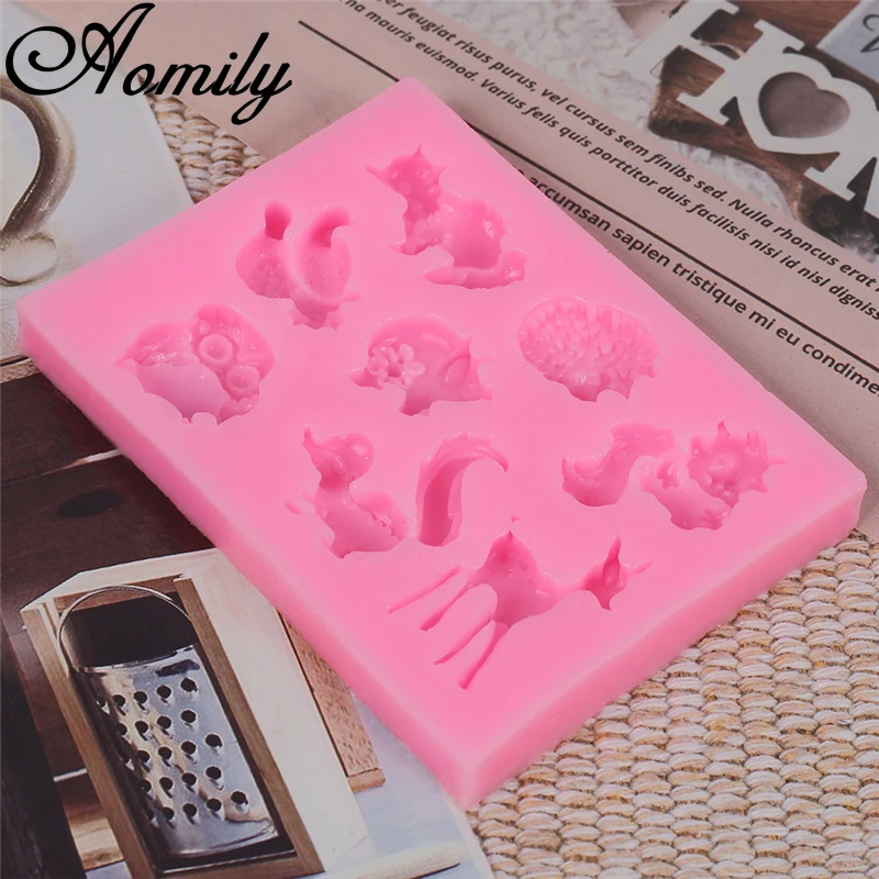 Aomily DIY силиконовые формы для торта лиса Ежик Сова белка в форме животных помадка