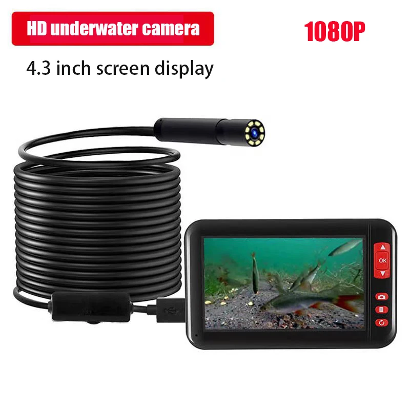 

New HD underwater camera 1080P 4.3 inches display visible fishing wire connection 8LED illuminated fish finder fishing supplies