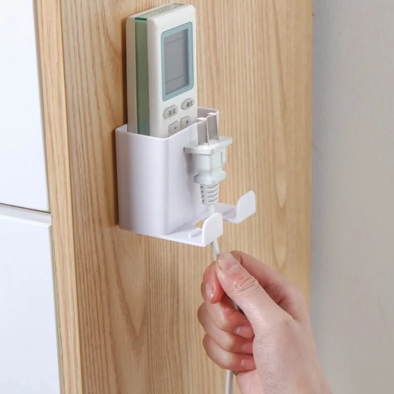 1pc wall mounted organizer storage box remote control torage air conditioner case mobile phone rack stand phone plug holder hook free global shipping