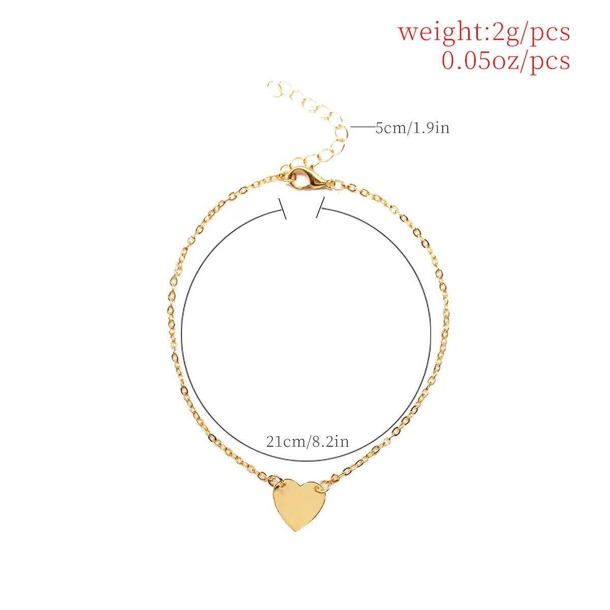 

Zciti Women's Anklet Women's Anklet Summer Personalized Heart-shaped Anklet The Best Gift for Women and Men and Children