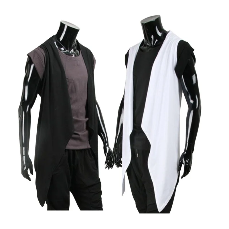 Мужской модный длинный жилет в стиле панк рок хип хоп для ночного клуба