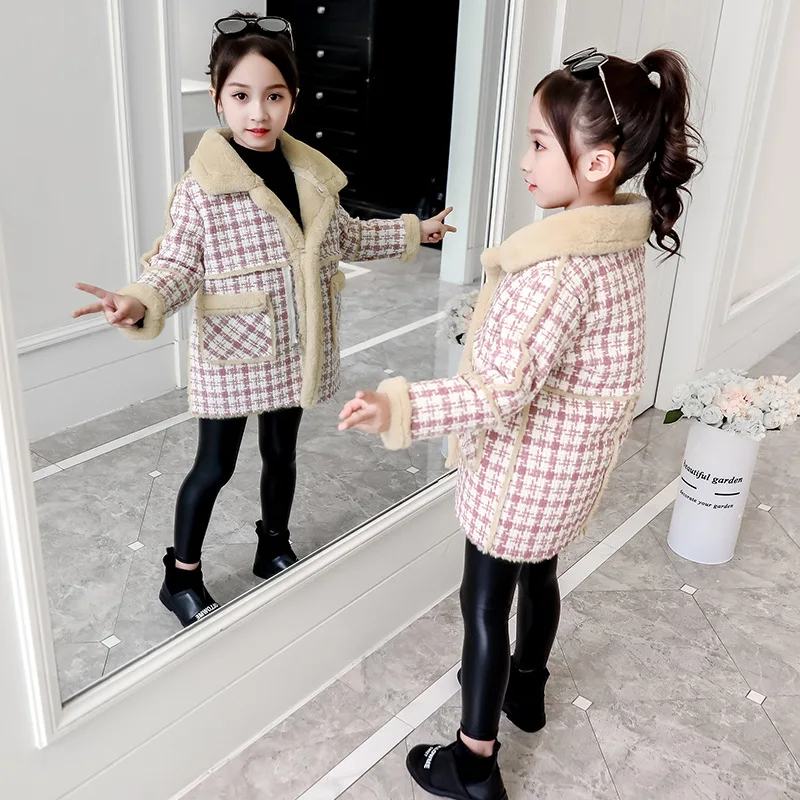 Куртка из искусственного меха для больших девочек детское шерстяное пальто