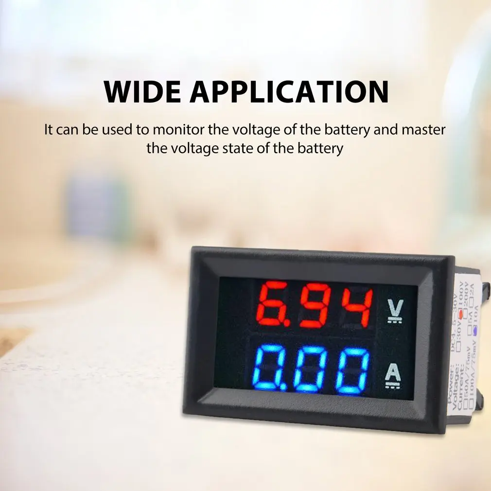 

1pcs Professional 100V 10A Voltmeter Ammeter Blue + Red LED Amp Dual Digital Volt Meter Gauge
