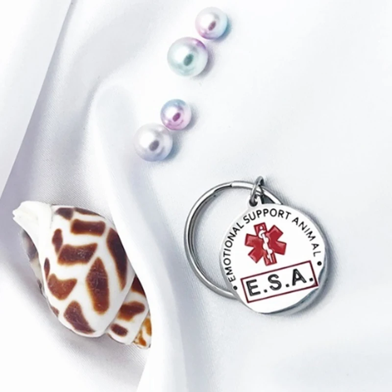 ESA идентификационные бирки для собак с поддержкой круглая бирка из нержавеющей