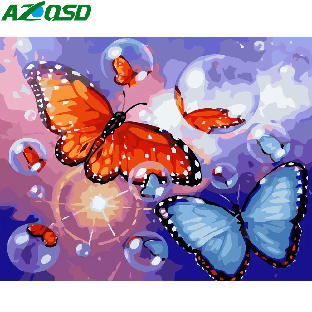 AZQSD масла Краски ing по номерам животных Акриловые DIY Хо Раскраска бабочка Наборы