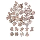 50 шт. 2021 рождественские деревянные украшения мини дерево снежинка шляпа Санта Клаус Олень Дерево для рождевечерние Декор Новогодний подарок