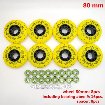 yellow 80 abec-9 Роликовые колеса с искровым камнем 80x24 мм 90 A 80 мм - Цвет: yellow 80 abec-9