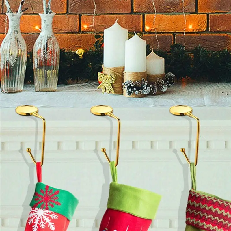 

4 Pcs Christmas Stocking Hook Bag Holder Table Desk Hanging Clip Purse Handbag Holder For Christmas Party Ornament