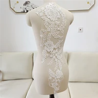 sequin mesh embroidery flower lace patch wedding dress tail lace applique decoration