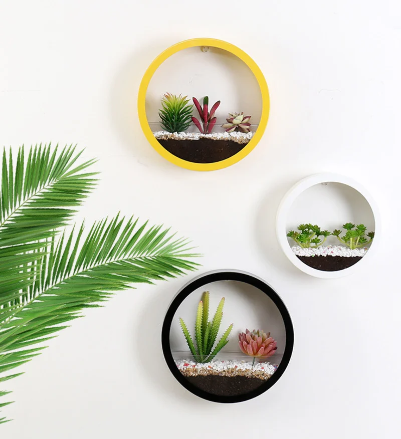 Купить Современная круглая железная настенная ваза, контейнер для домашней комнаты, подвесная корзина, цветочный горшок, Настенный декор, плантат...