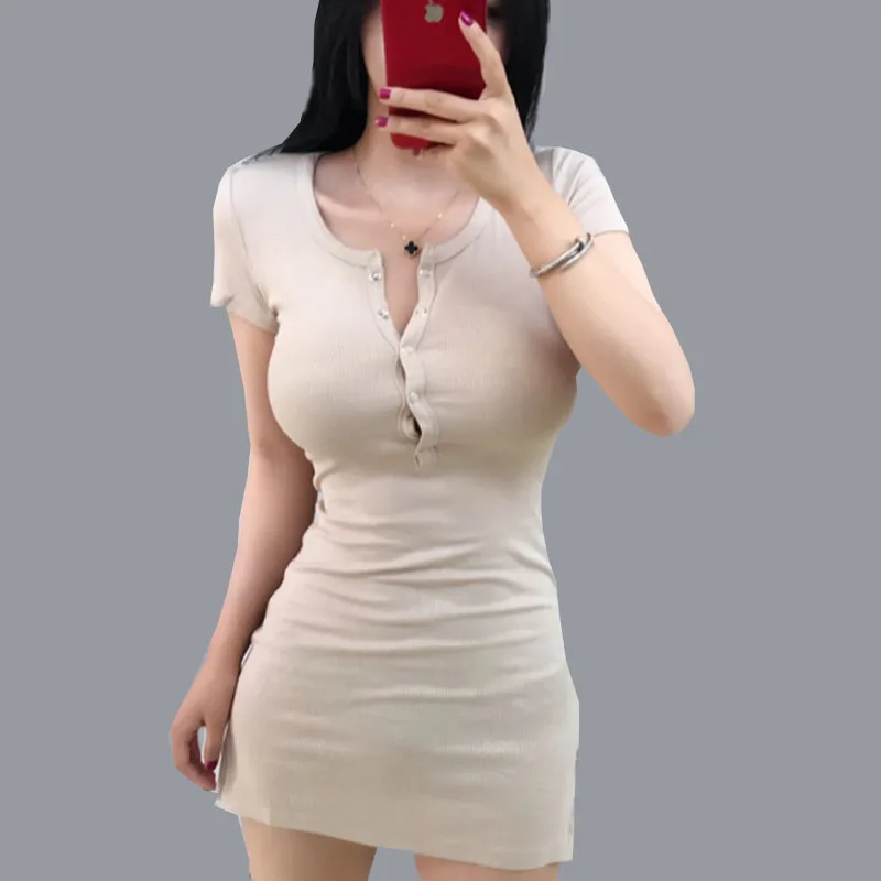 Женское вязаное платье с коротким рукавом повседневное и сексуальное вечернее