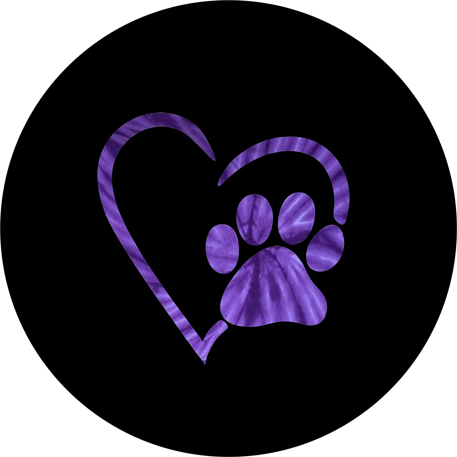 

TIRE COVER CENTRAL Paws Love Purple Tie Dye Heart Spare Tire Cover (Select tire Size/Back up Camera in MENU)