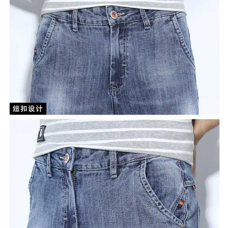 

2021 Brand New Men's Tencel Jeans Fashion Business Classic Style Jeans Denim Pants Straight Trousers Light Blue Casual pants 36