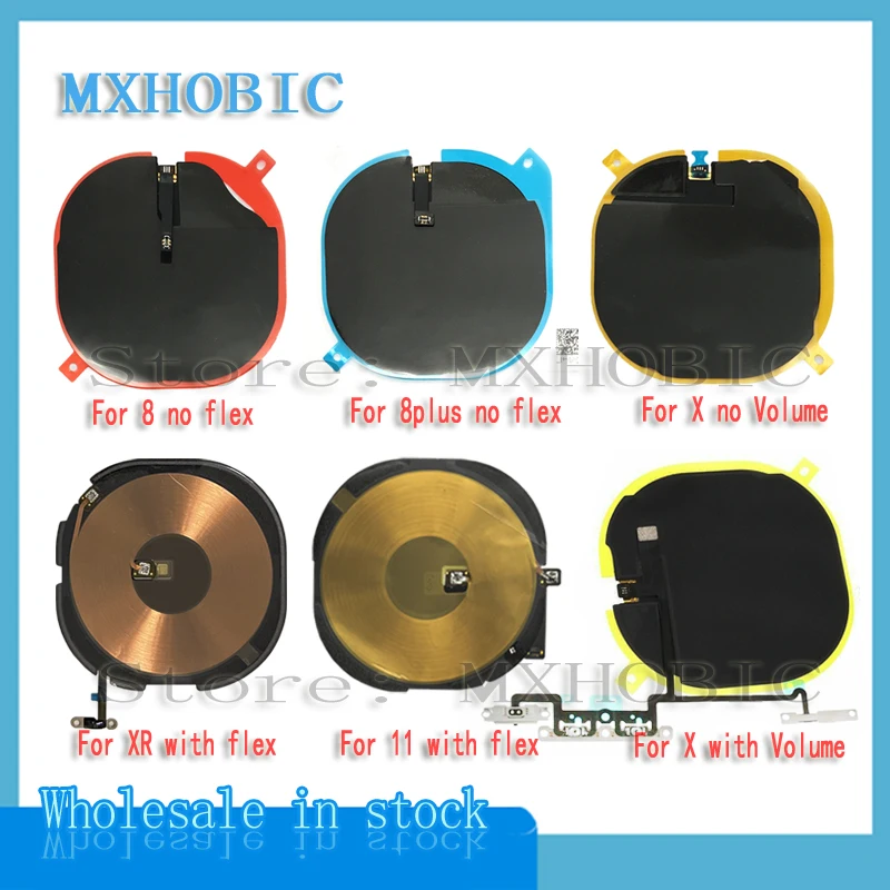 10pcs Wireless Charging Chip Coil For iPhone 8 Plus X XS XR 11 Pro Max NFC Charger Panel with Volume Flex Cable Ribbon | Мобильные