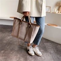 designer women handbag casual big tote large chains canvas bag shoulder crossbody bags for women 2021 shopper purses female chic