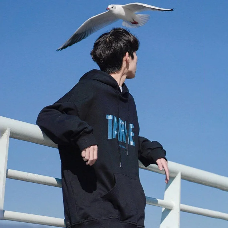 

%Cotton men's Hooded Sweater loose Korean fashion brand new spring men's coat