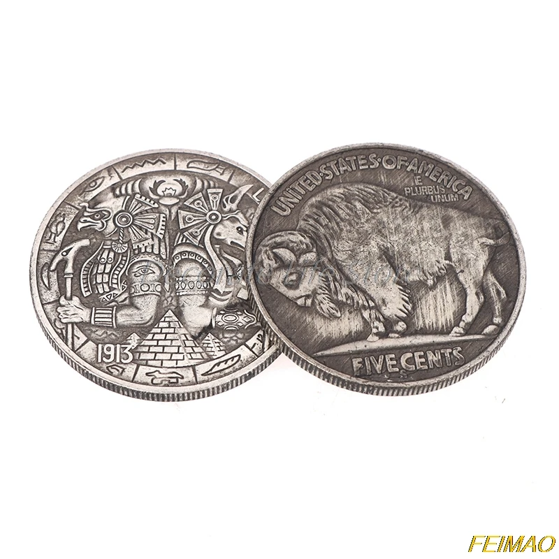 

Relief Retro Collection of Silver Dollar Commemorative Coins of buffalo skull