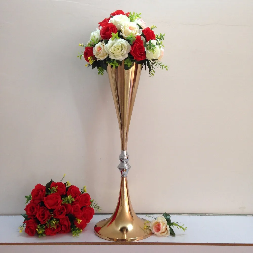 

Nice air express fast delivery wedding supplies gold trumpet wedding decoration table centerpieces wedding flower vase 10pcs/lot