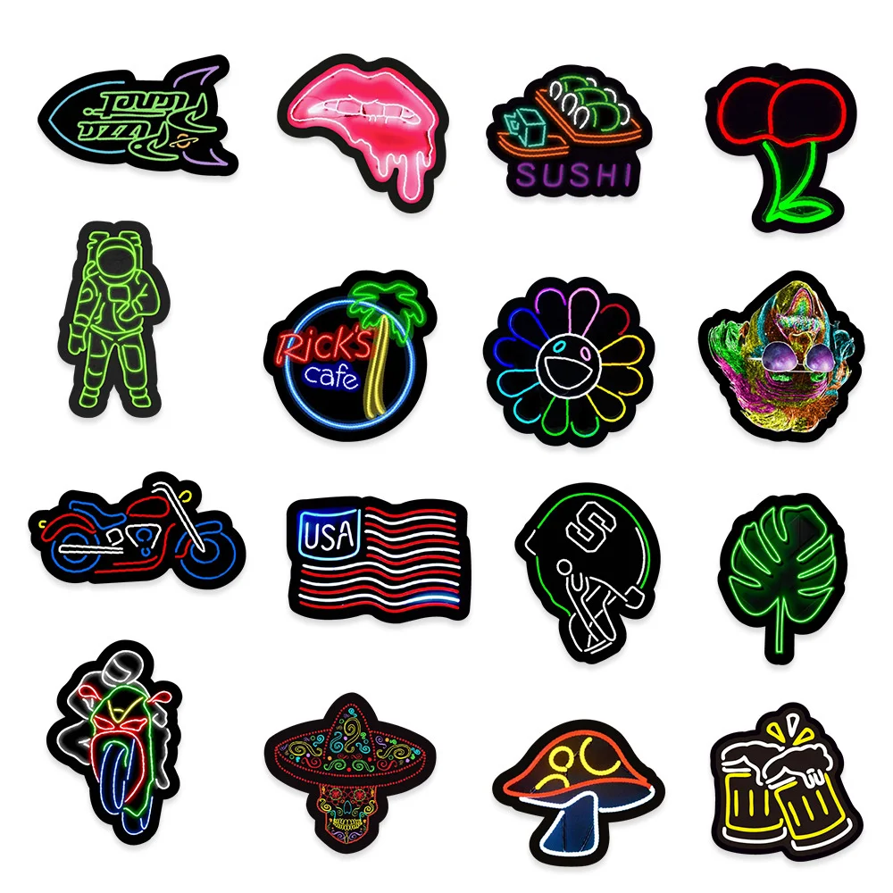 103050pcs new neon graffiti stickers red car trunk mobile phone water cup decoration stickers wholesale free global shipping