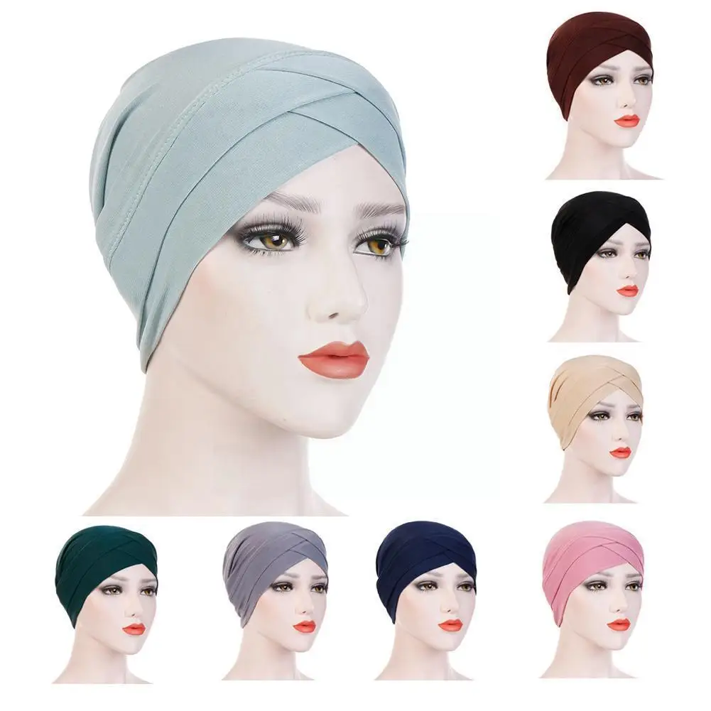 

Women Hat Hijab Fore Muslim Turban India Wrap Stretch Cotton Hijab Color Inner Muslim Scarf Hat Hijab Bandan I3q6