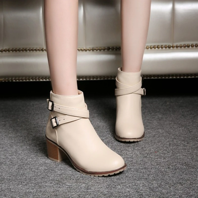 Женские ботильоны на высоком каблуке осенние полусапожки из искусственной кожи