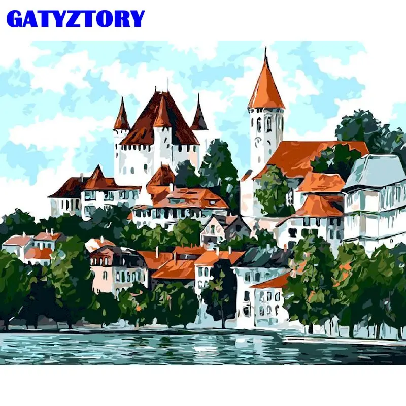 

GATYZTORY Seaside Village Landscape Painting By Numbers For Adults Children 60x75 Framed HandPainted Unique Gift Home Artworks