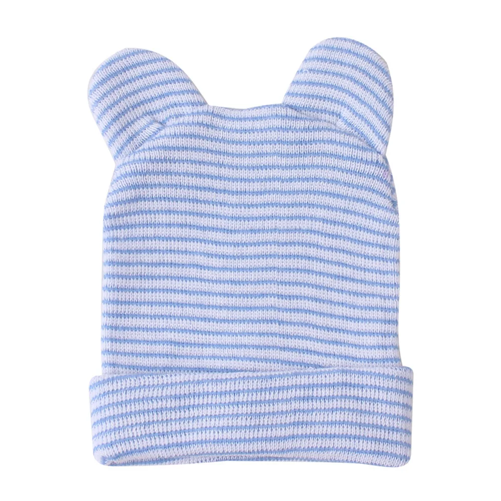 Gorros de punto a rayas de algod&oacute;n para beb&eacute;, gorros adorables para reci&eacute;n nacido, ni&ntilde;os y ni&ntilde;as, Unisex, con orejas de conejo, de 0 a 6 meses-2