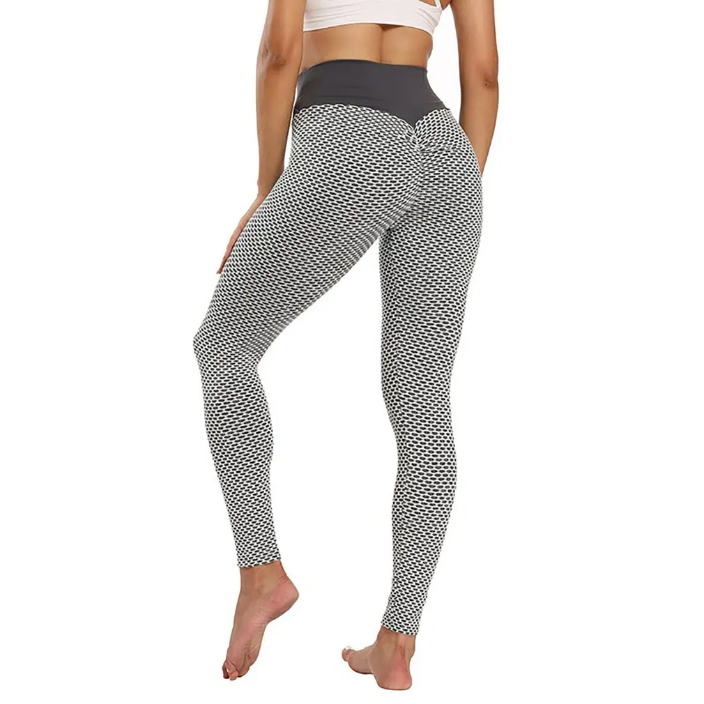 

Леггинсы антицеллюлитные с ячейками для женщин, спортивные облегающие брюки с завышенной талией для занятий йогой, контроль живота