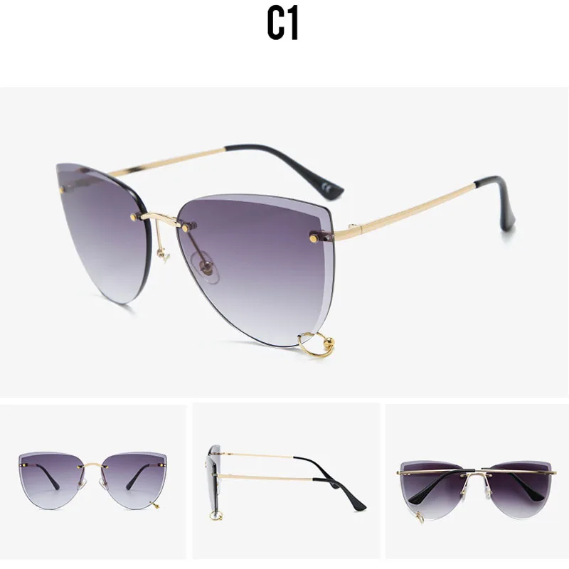 2019 Винтажные Солнцезащитные очки без оправы мужские с алмазной оправой для