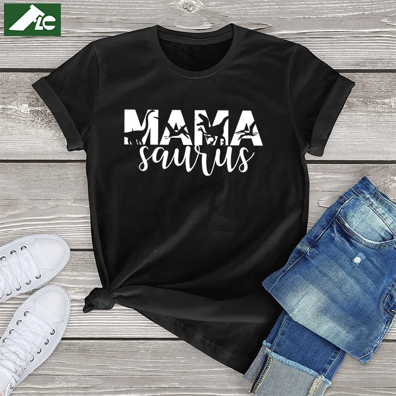 

Mamasaurus T Rex Dinosaur Mama Saurus Graphic tee 100% Cotton Dinosaur Shirt Female Fashion Oversized T-Shirt Mothers Day Gift