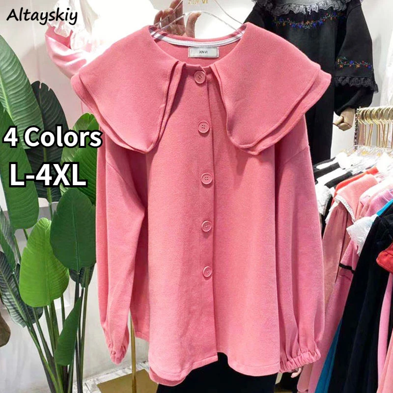 

Женские рубашки большого размера, Женский морячный воротник, шикарный Повседневный милый подходящий ко всему студенческий воротник Ulzzang с ...