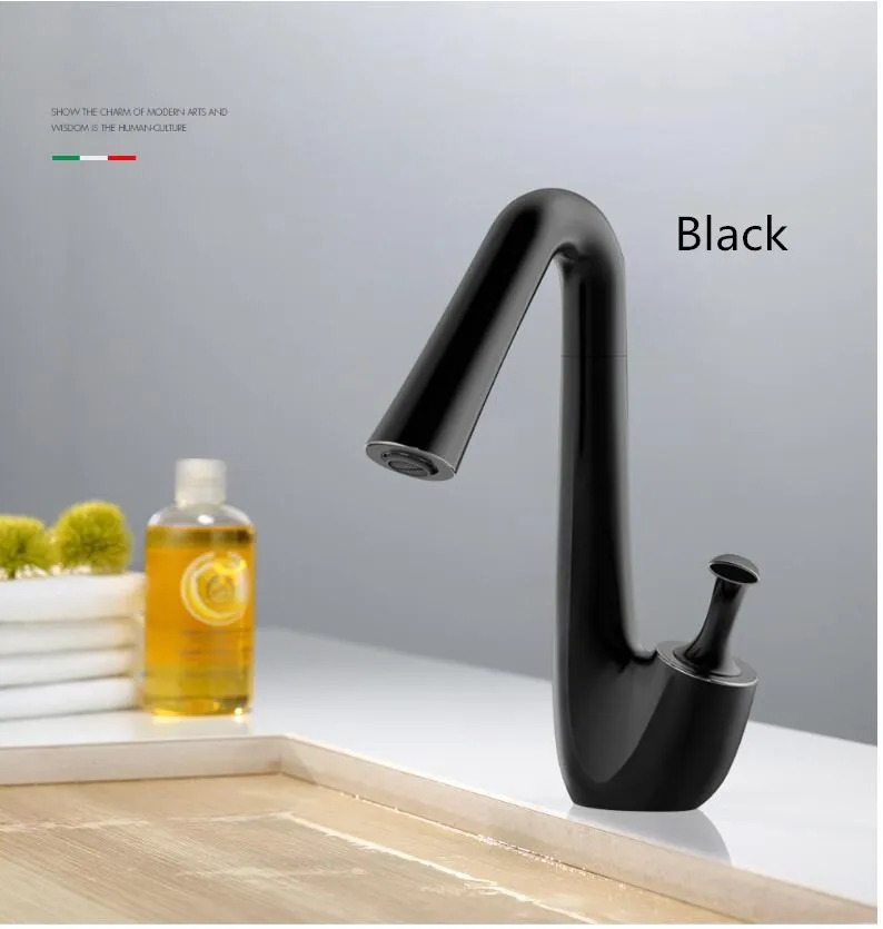 black Vidric розовое золото белая раковина для ванной комнаты кран горячий и холодный кран латунный кран для раковины вращение на 360 кран для раковины с одной ручкой - Цвет: black
