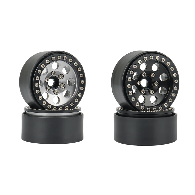 

4PCS 1.9 Metal Beadlock 8 Round Hole Wheel Hub Rims for 1/10 RC Crawler Axial SCX10 90046 AXI03007 Traxxas TRX4 D90