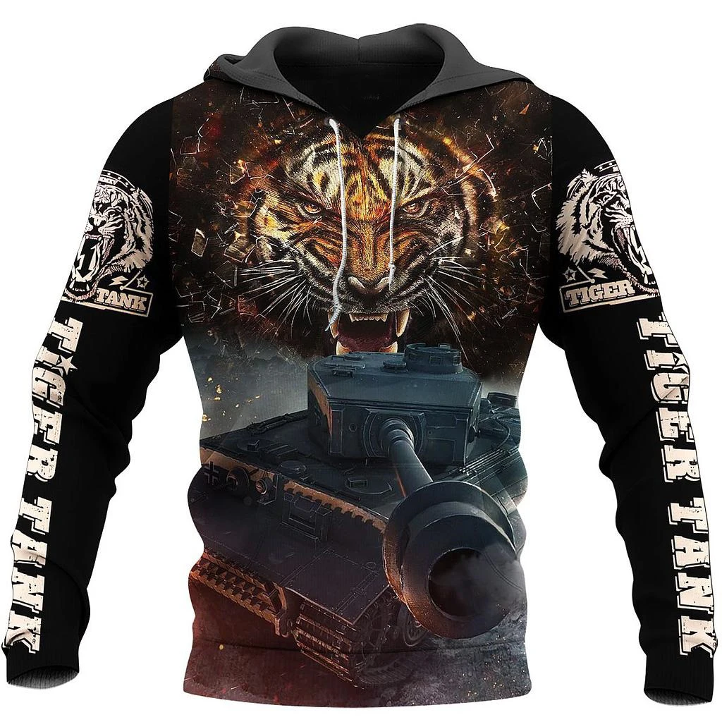 

Мужская хипстерская толстовка с капюшоном и принтом тигра