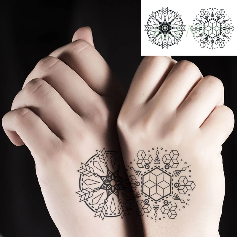 

Waterproof Temporary Tattoo Sticker Geometric Element flower Tatto Flash Tatoo Fake Tattoos Art for Men Women