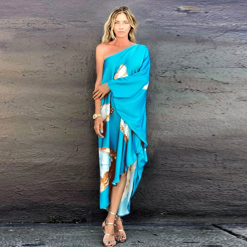 Асимметричное платье макси на одно плечо Потрясающее Вечернее Платье Бабочка