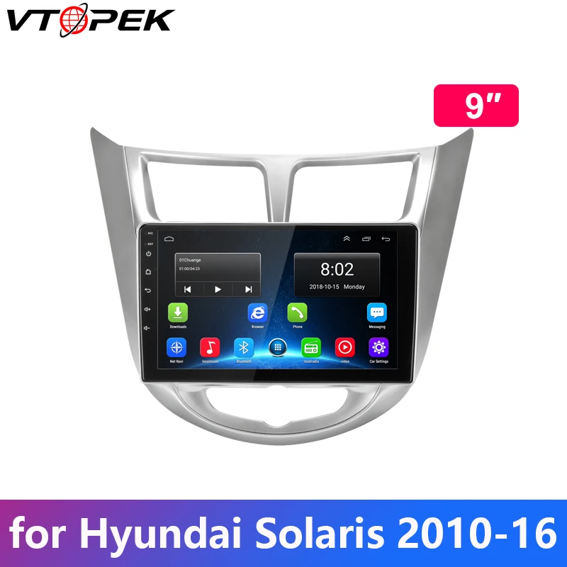 Vtopek 9 &quotАвтомобильный мультимедийный плеер для hyundai Solaris 2010 2016 радио 4G Аудио TPMS