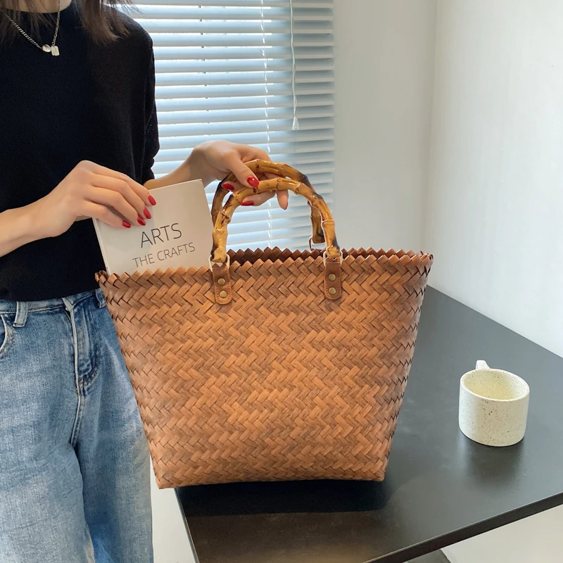 

New Straw Bag Women 2021 Large-capacity Woven Handbags Bohemian Rattan Shopping Bag Purse Seaside Vacation Female Beach Bags