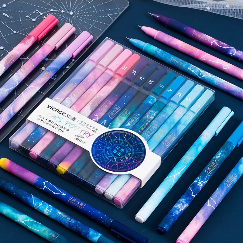 

Гелевая ручка 12 шт./лот с креативным созвездием, милая ручка 0,5 мм с черными чернилами для подписей, принадлежности для письма для школы и офи...
