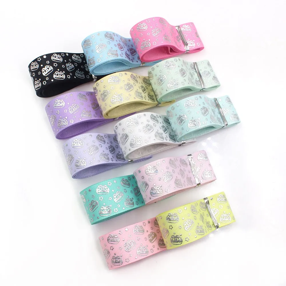 1 'ཕ мм 10 ярдов Серебряная Лазерная Подарочная коробка печатные ленты grosgrain DIY